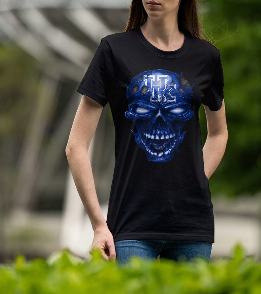 Kentucky Wildcats Blue Skull With Uk T-Shirt