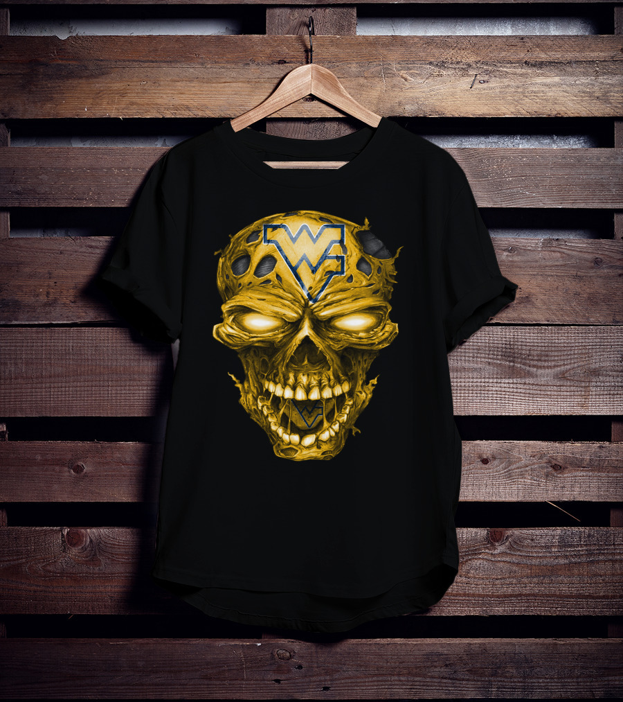West Virginia Mountaineers Skull Design With Wv T-Shirt