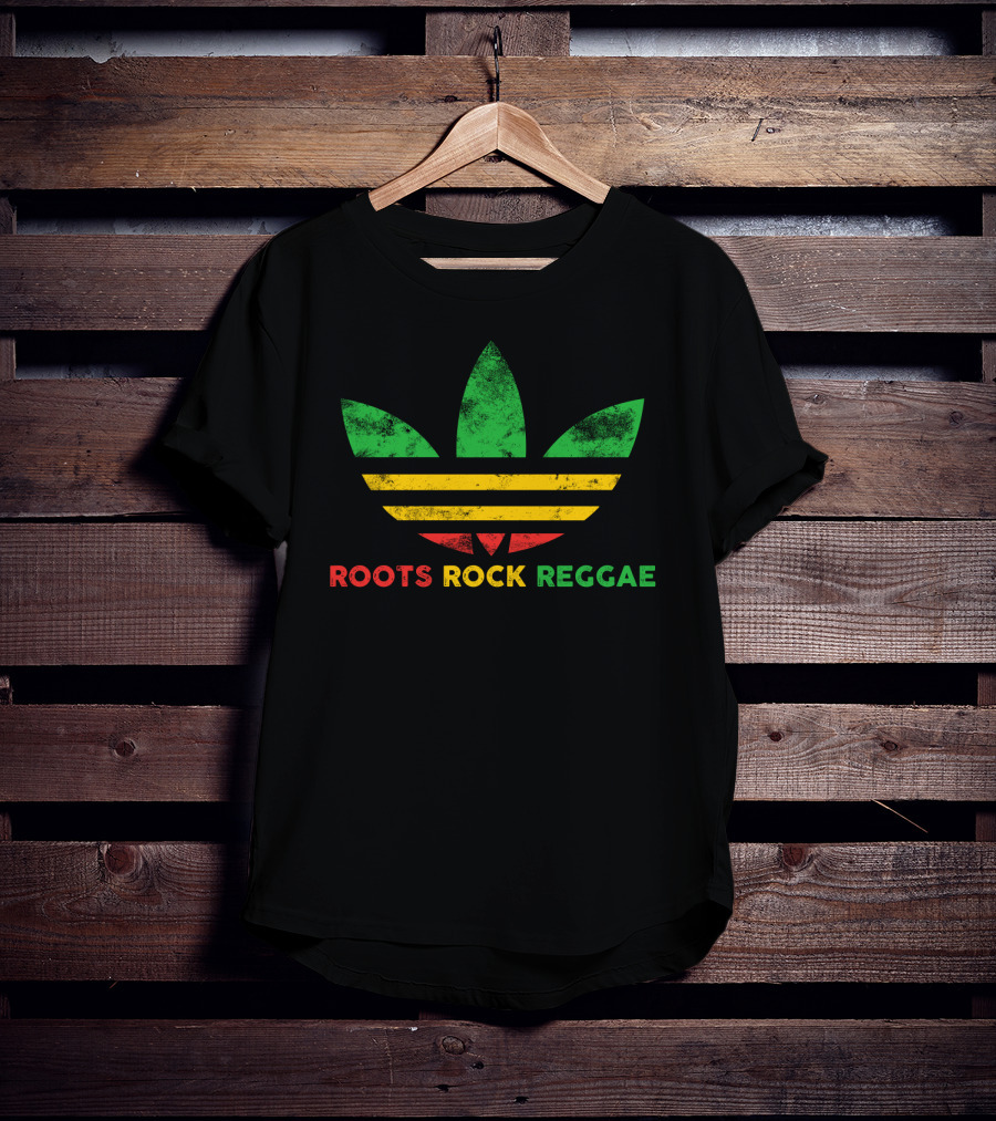 Roots Rock Reggae Three Stripe Leaf T-Shirt