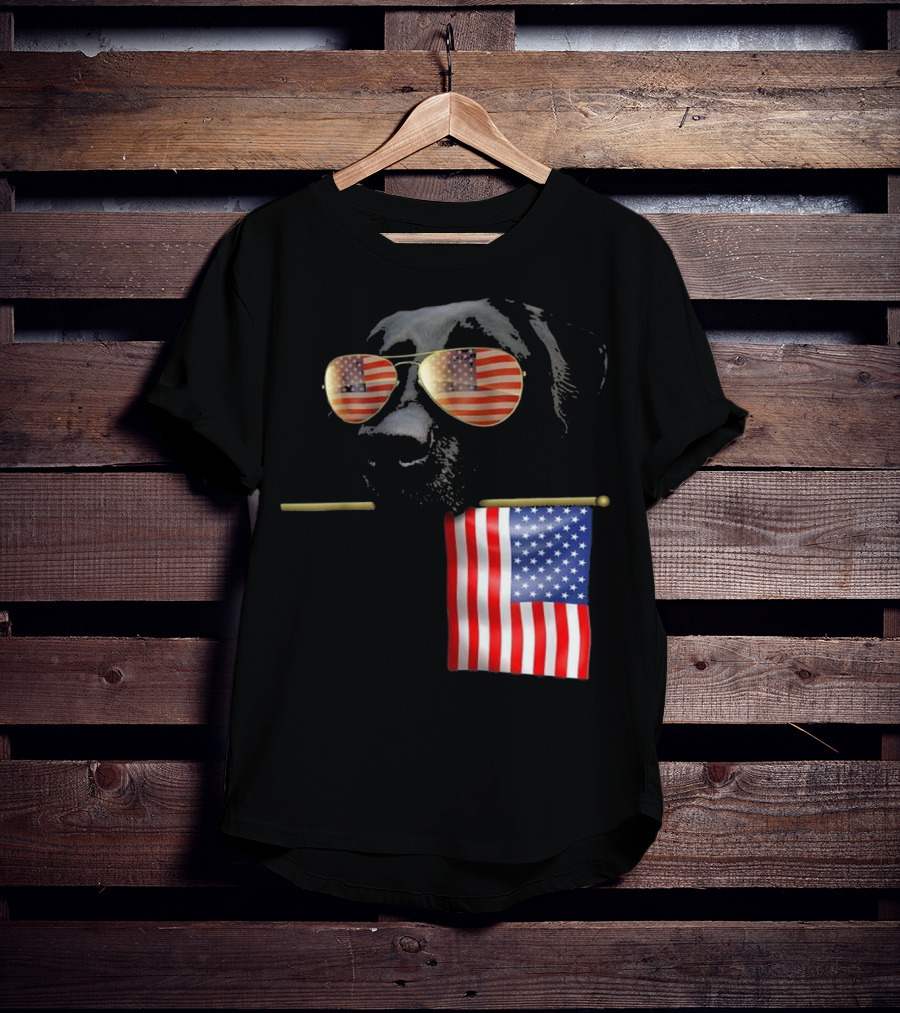 Patriotic Labrador With American Flag Shades Fourth Of July T-Shirt