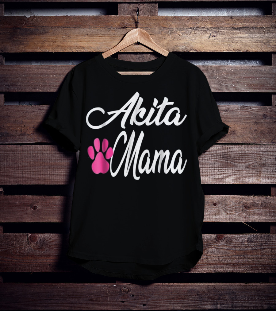 Akita Dog Mom Mama Women Wife Girlf Paw Prints T-Shirt