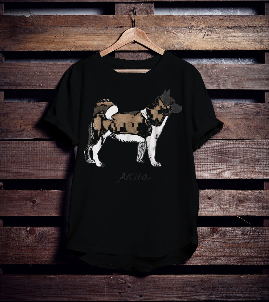 Akita Dog Illustration Fun Doggy T-Shirt