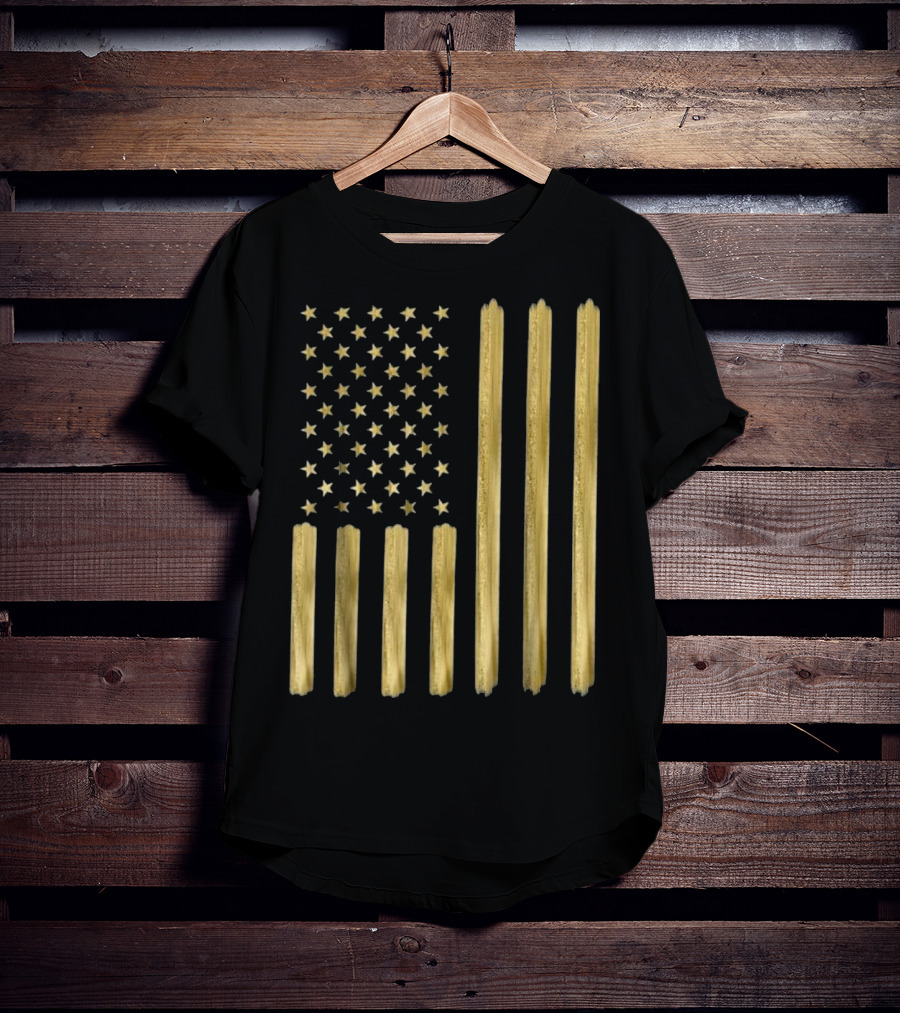 American Flag Faux Gold Paint T-Shirt