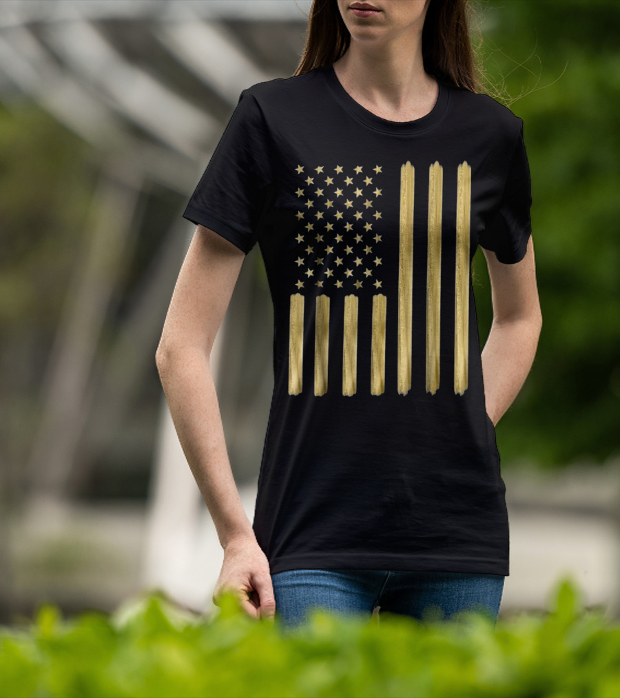American Flag Faux Gold Paint T-Shirt