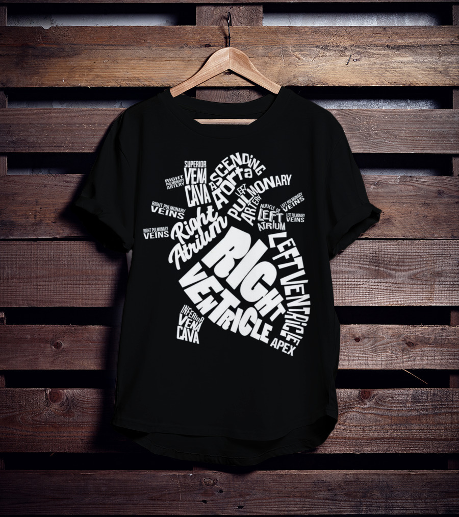 Anatomical Heart Diagram Cardiac Nurse Right Ventricle Atrium Pulmonary Aorta T-Shirt