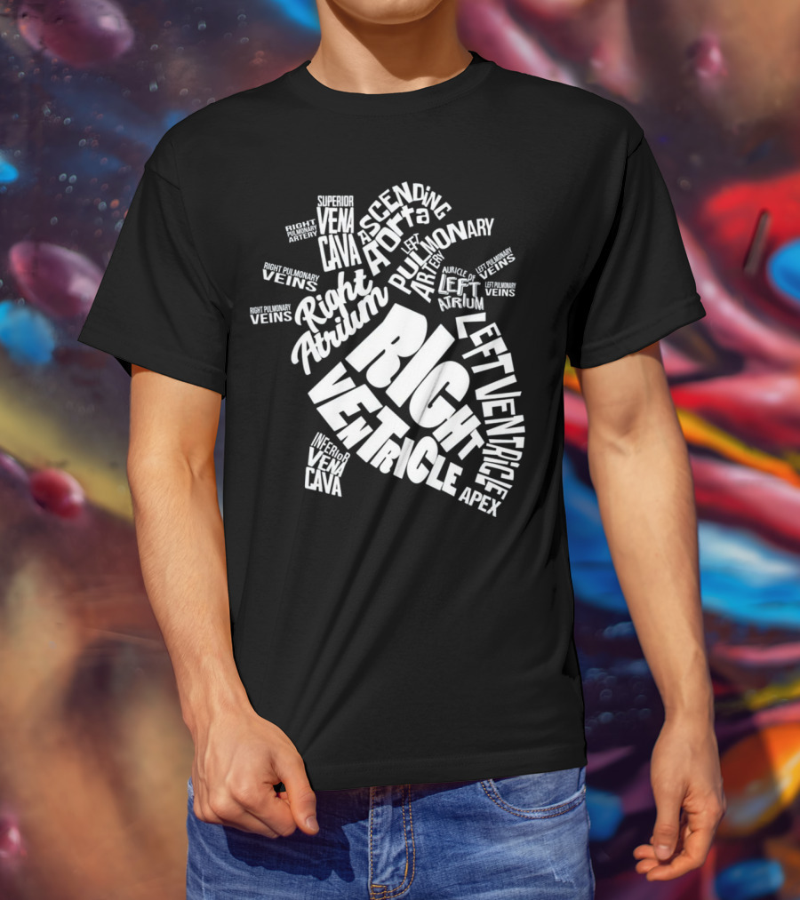 Anatomical Heart Diagram Cardiac Nurse Right Ventricle Atrium Pulmonary Aorta T-Shirt