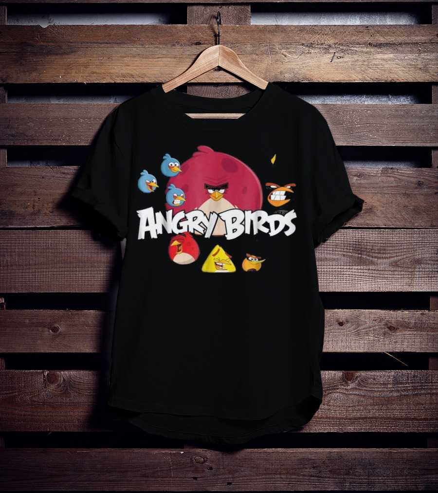 Angry Birds Group Shot Red Yellow Blue Characters T-Shirt