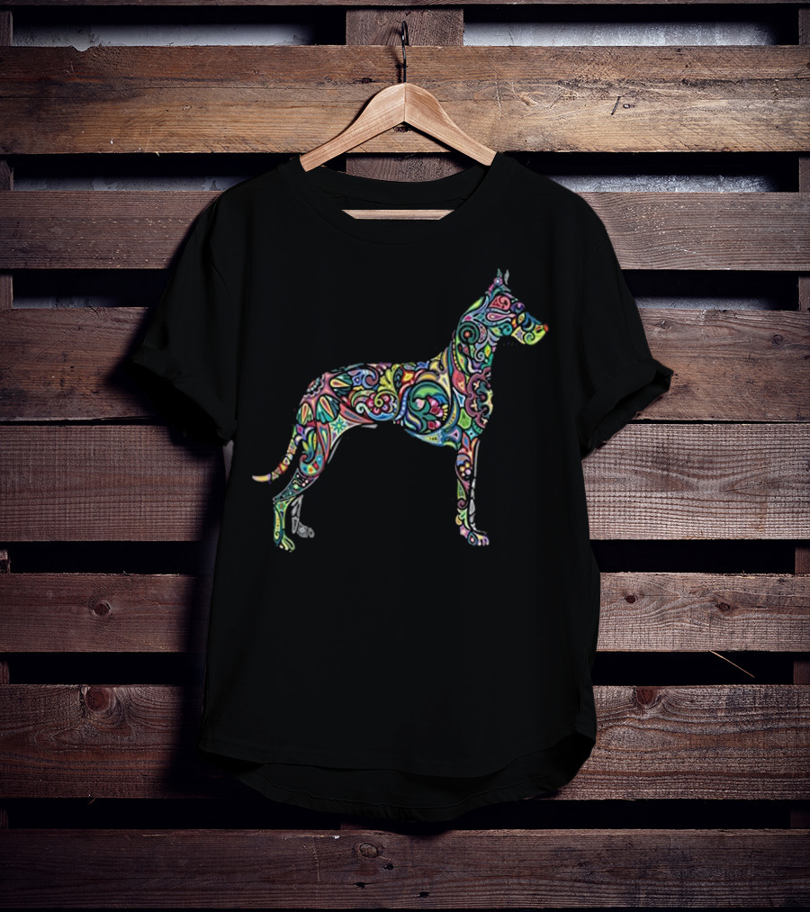 Colorful Artistic Great Dane Dog Totem Tattoo T-Shirt
