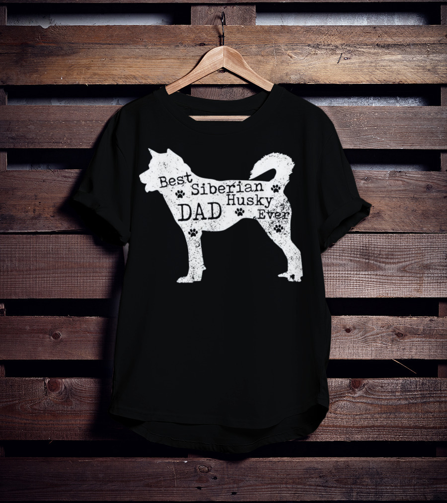 Best Siberian Husky Dog Dad Ever With Paw Prints T-Shirt