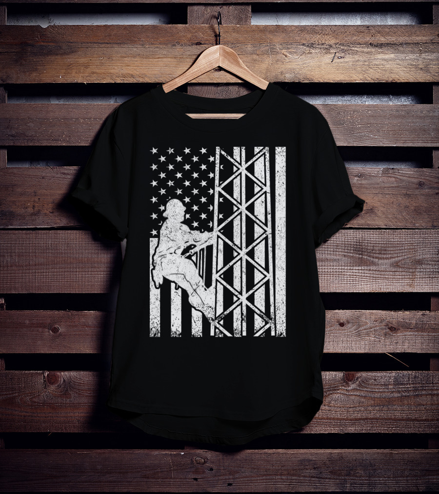 American Flag Tower Climbing T-Shirt