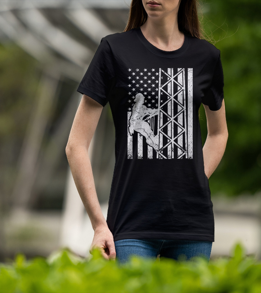 American Flag Tower Climbing T-Shirt