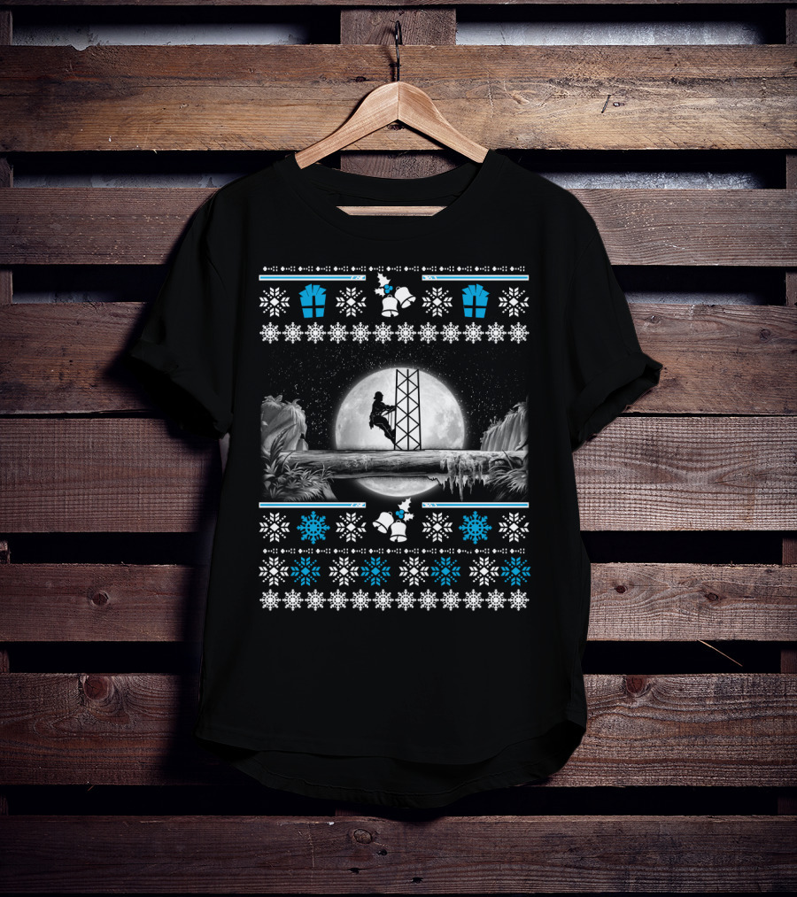 Ugly Merry Christmas Tower Climber Moonlit Winter Wonderland T-Shirt