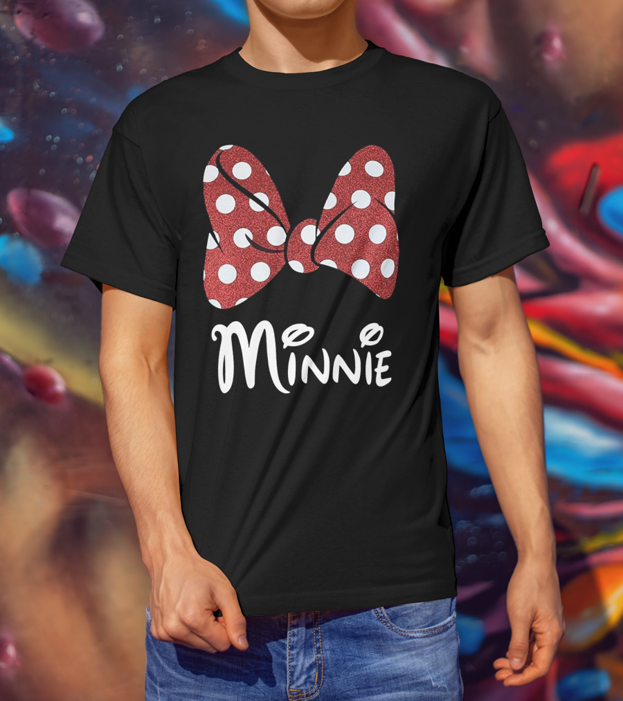 Disney Minnie Mouse Glitter Bow Red Polka Dot Minnie T-Shirt
