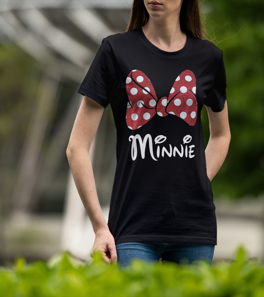 Disney Minnie Mouse Glitter Bow Red Polka Dot Minnie T-Shirt