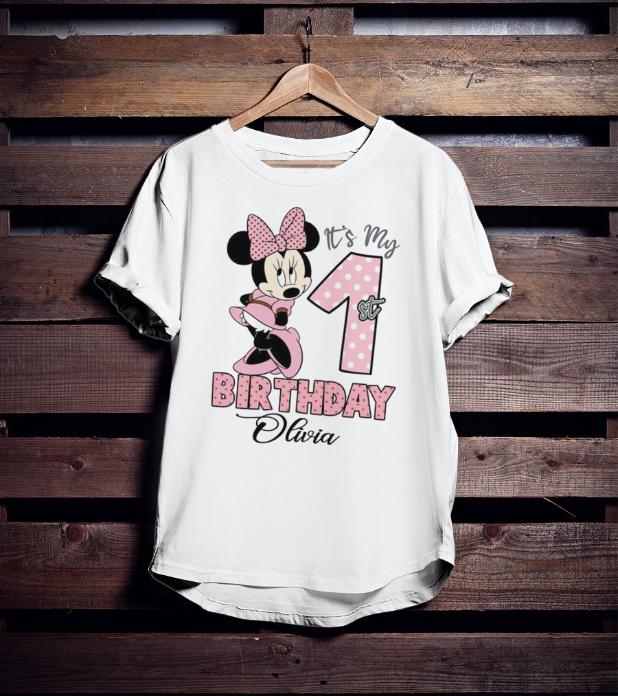 Minnie Mouse It's My 1st Birthday Olivia Party T-Shirt