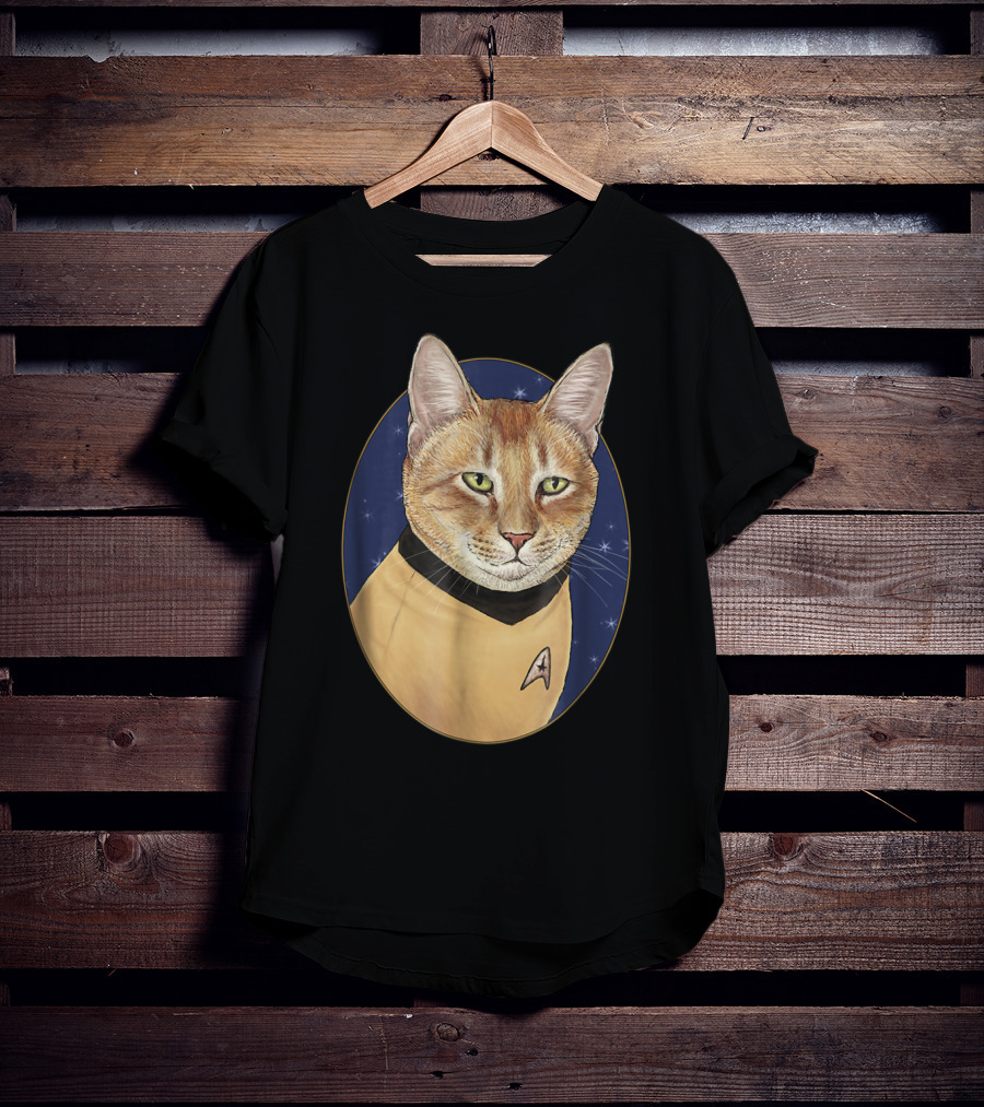 Cat Captain Kirk Starfleet Uniform Star Trek T-Shirt