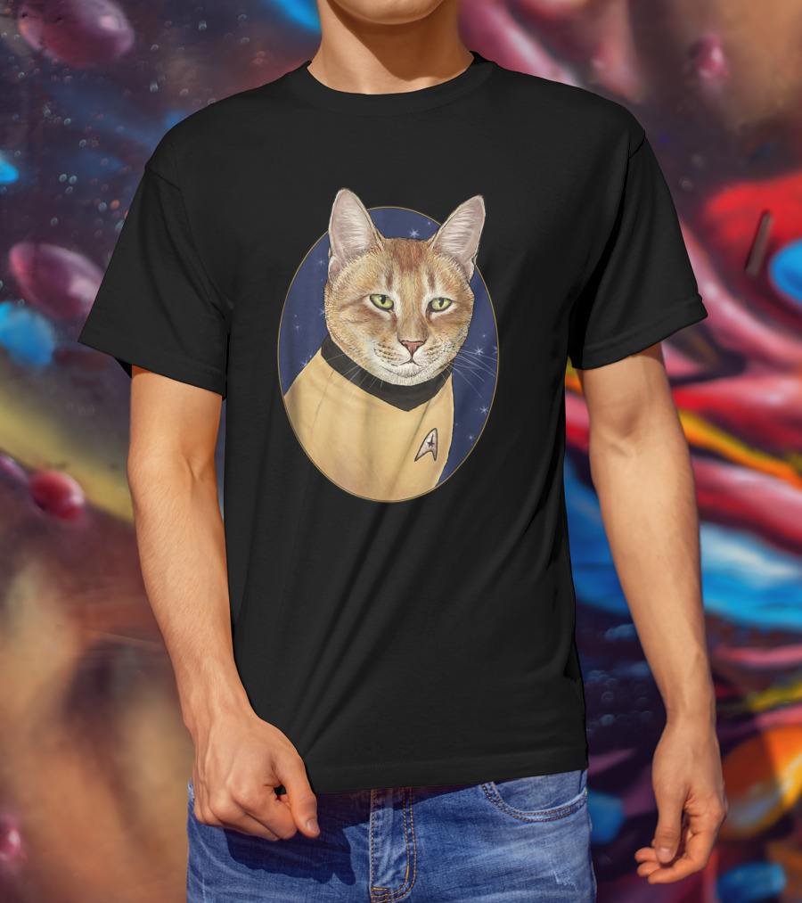 Cat Captain Kirk Starfleet Uniform Star Trek T-Shirt