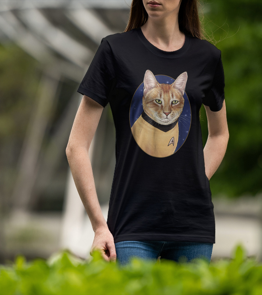 Cat Captain Kirk Starfleet Uniform Star Trek T-Shirt