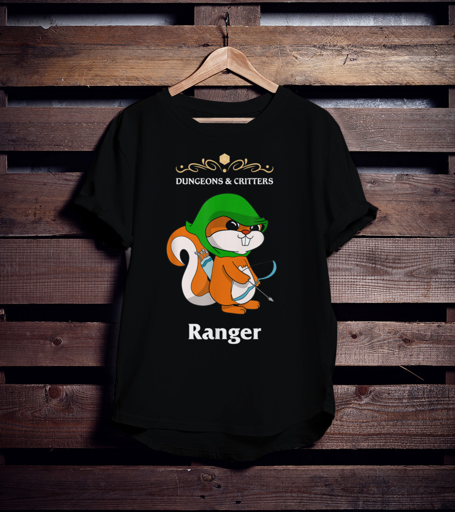 Dungeons And Critters Squirrel Ranger Bow And Arrows T-Shirt