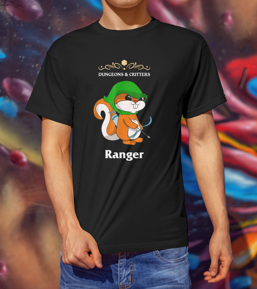 Dungeons And Critters Squirrel Ranger Bow And Arrows T-Shirt