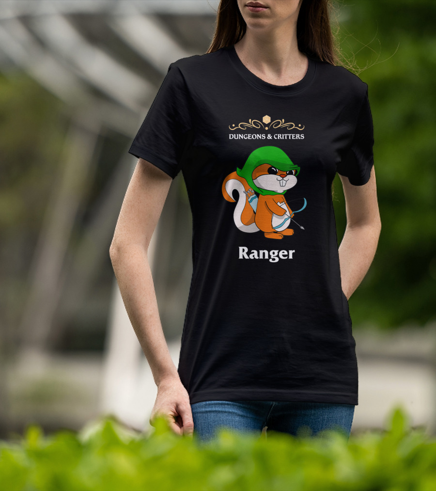 Dungeons And Critters Squirrel Ranger Bow And Arrows T-Shirt
