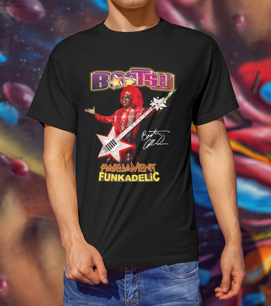 Bootsy Collins Parliament Funkadelic Star Bass Guitar Signature T-Shirt