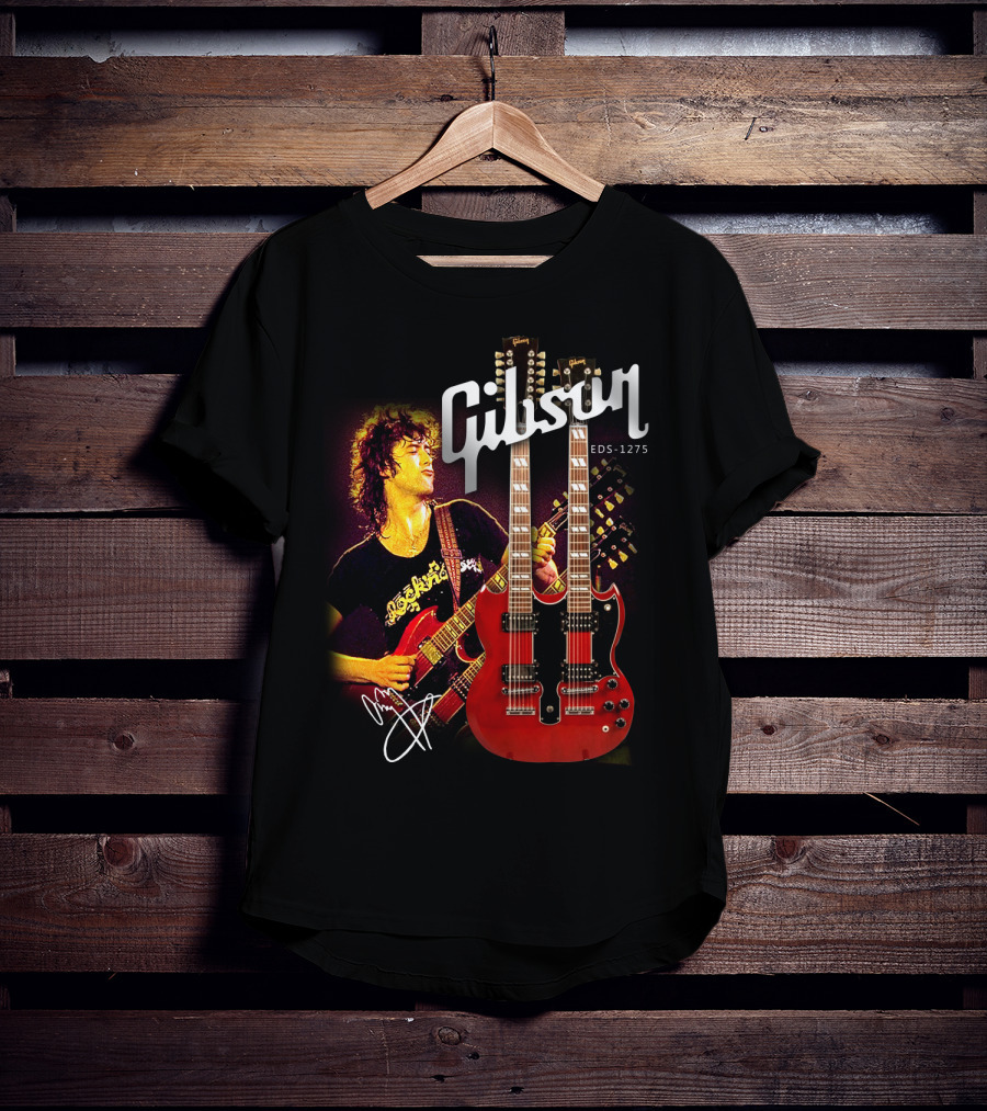 Gibson EDS-1275 Ajimmypage Signature Double Neck Guitar Music Scene T-Shirt
