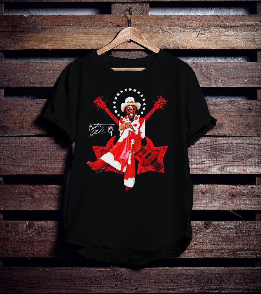Bootsy Collins Funk Bass Star Double Guitar Red Suit T-Shirt