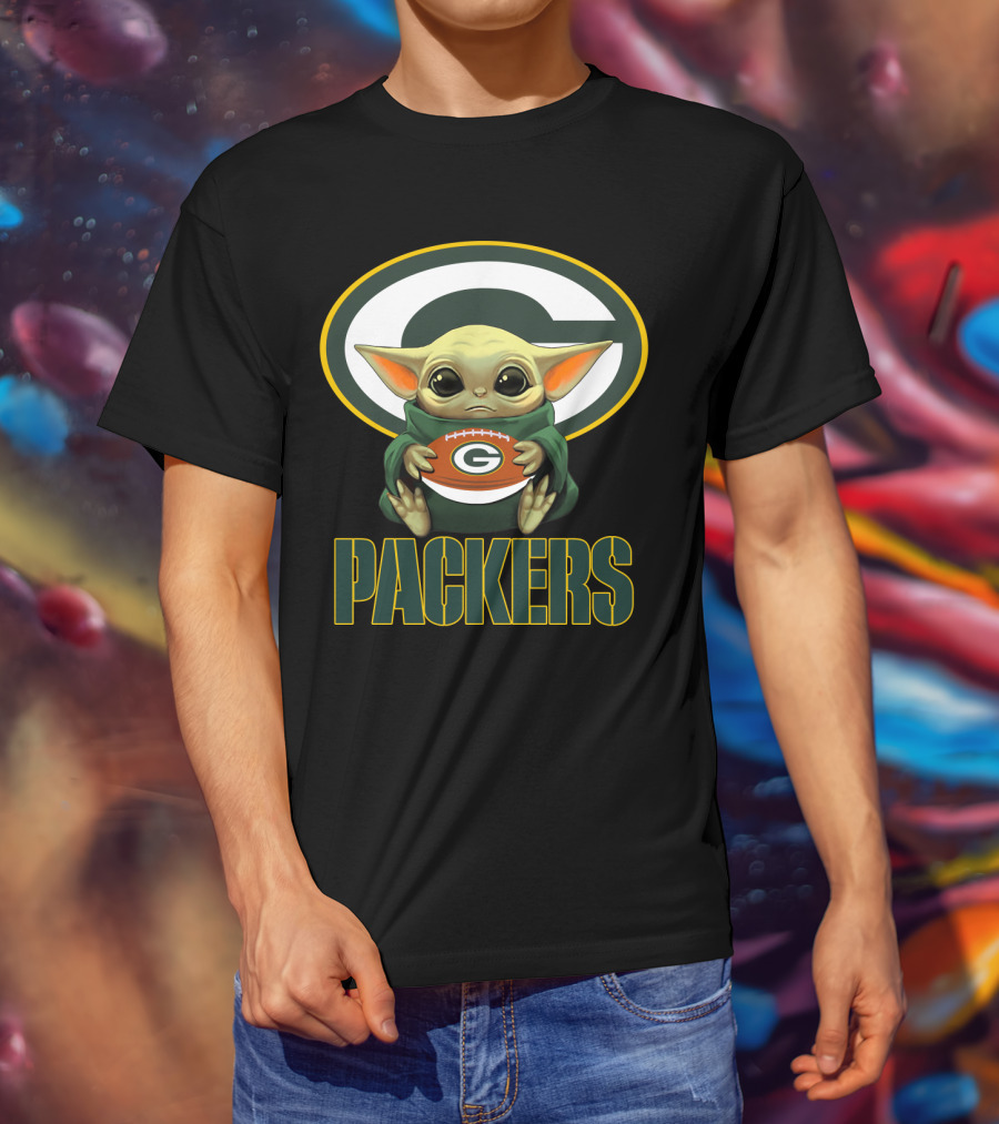 Packers GBP Fan Baby Yoda Football T-Shirt