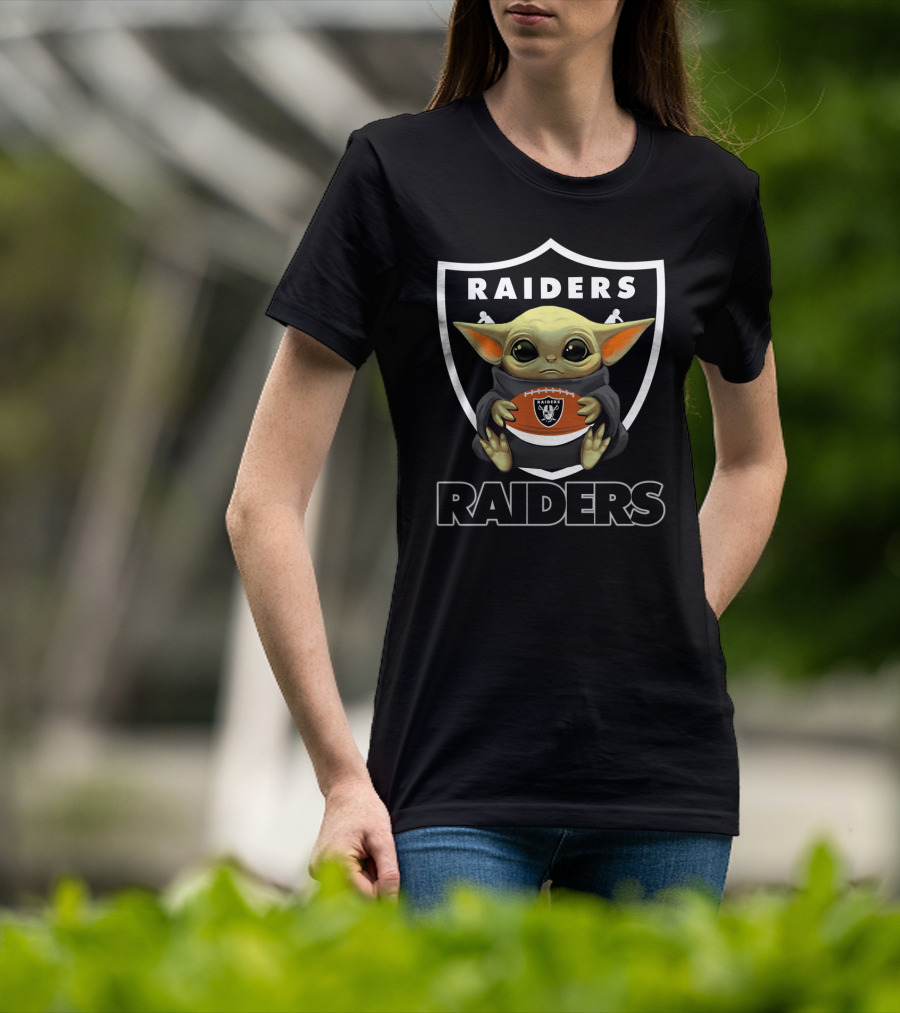 Raiders Yoda Holding Football Fan T-Shirt