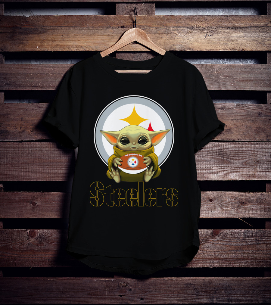 Steelers Baby Yoda Football Fan T-Shirt