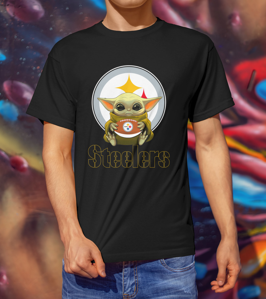 Steelers Baby Yoda Football Fan T-Shirt