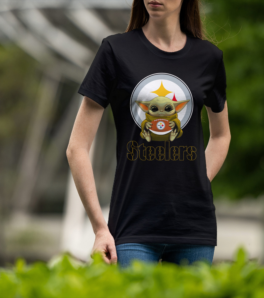 Steelers Baby Yoda Football Fan T-Shirt