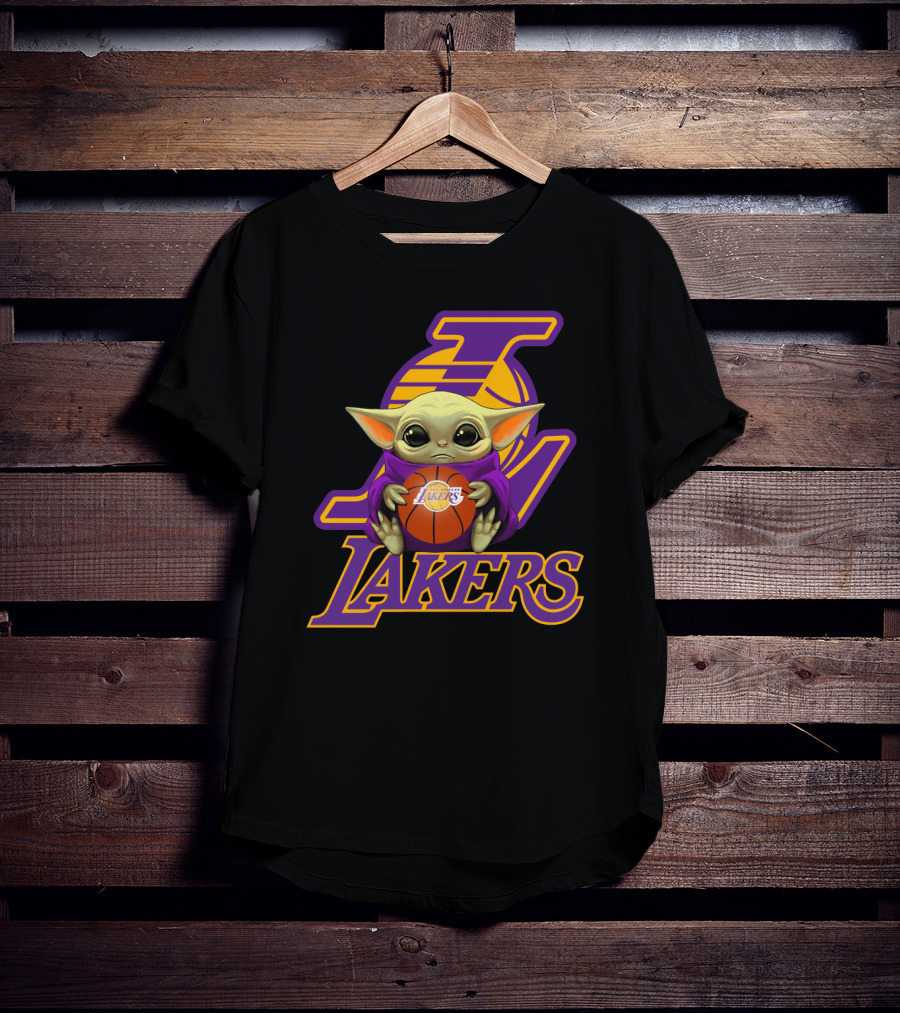 Lakers Fan Baby Alien Holding Basketball T-Shirt