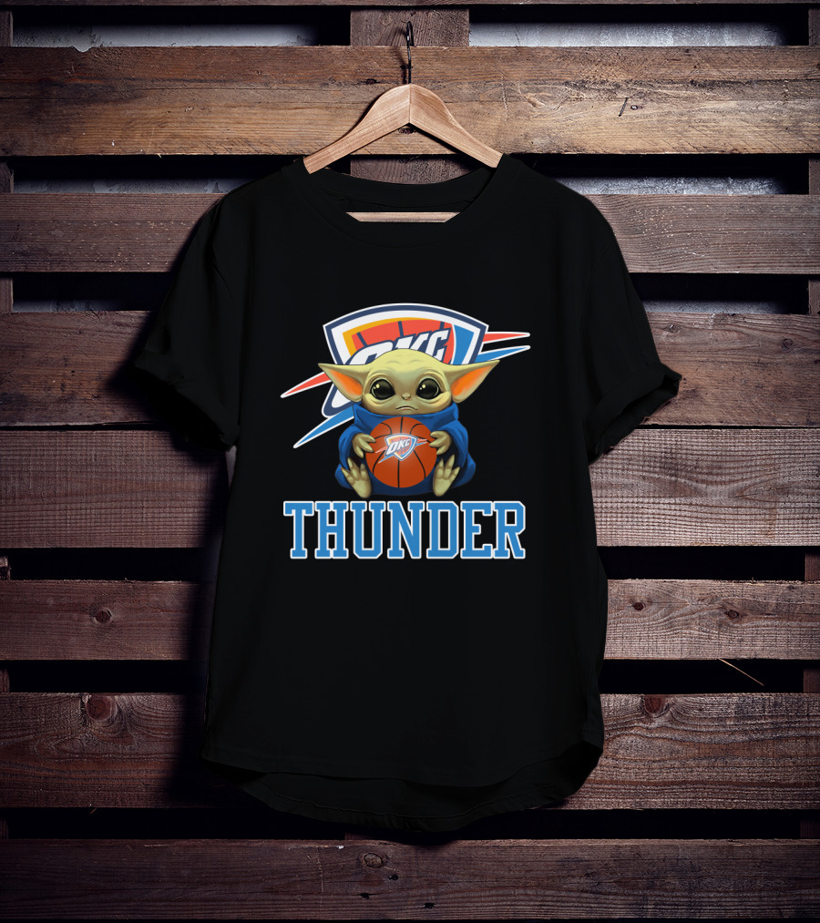OKC Thunder Fan With Basketball And Character T-Shirt