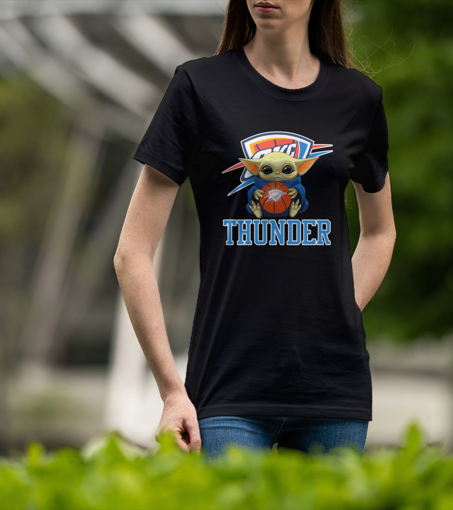 OKC Thunder Fan With Basketball And Character T-Shirt