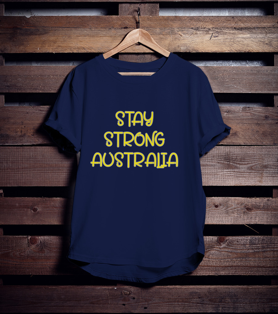 Stay Strong Australia Yellow Text Navy Background T-Shirt