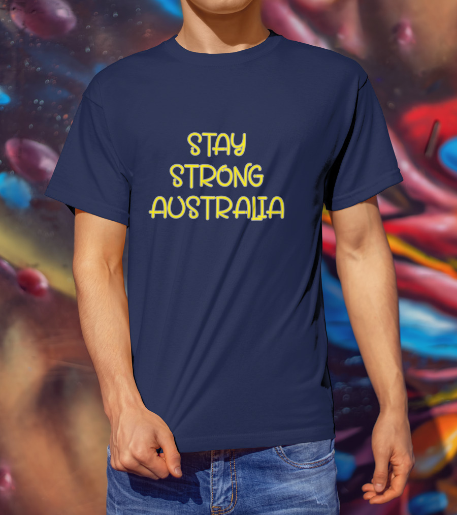 Stay Strong Australia Yellow Text Navy Background T-Shirt