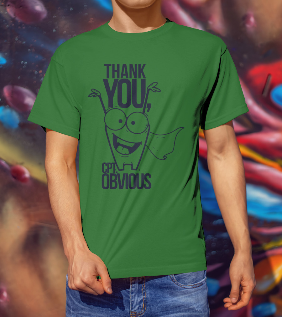 Thank You Cpt Obvious Superhero Cartoon T-Shirt