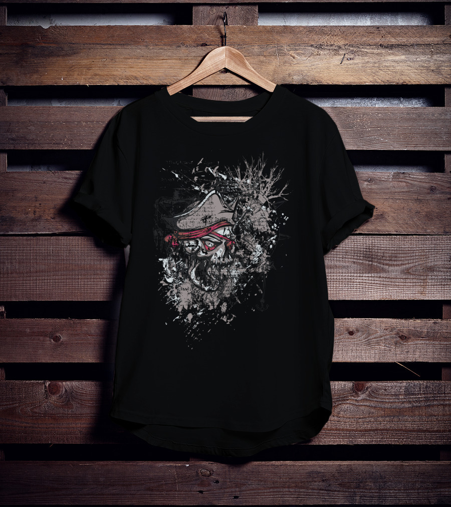 THE Zombie Pirate Skull Splatter T-Shirt