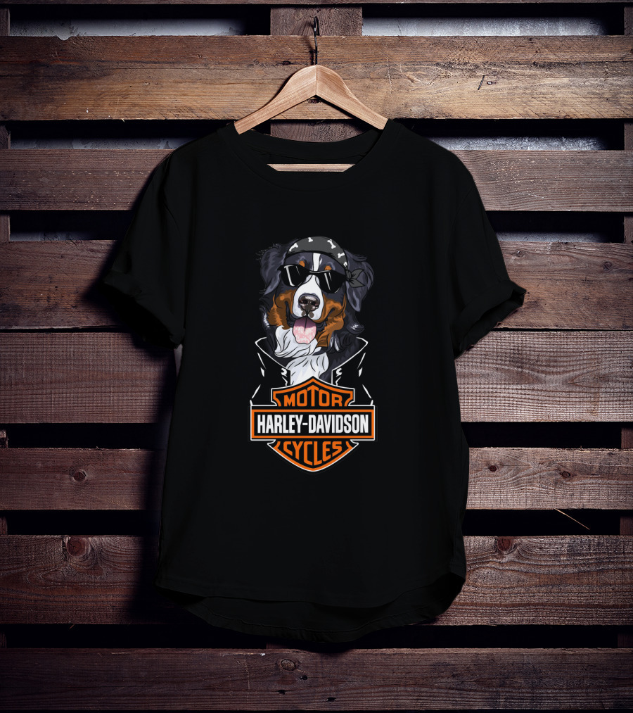 Harley Davidson Bernese Mountain Dog Motorcycle Cycles T-Shirt