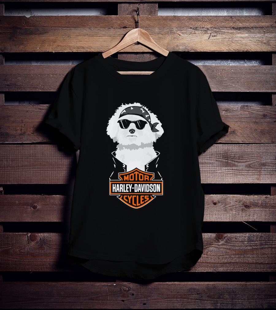Bichon Frise Harley Davidson Motorcycle Cycles T-Shirt