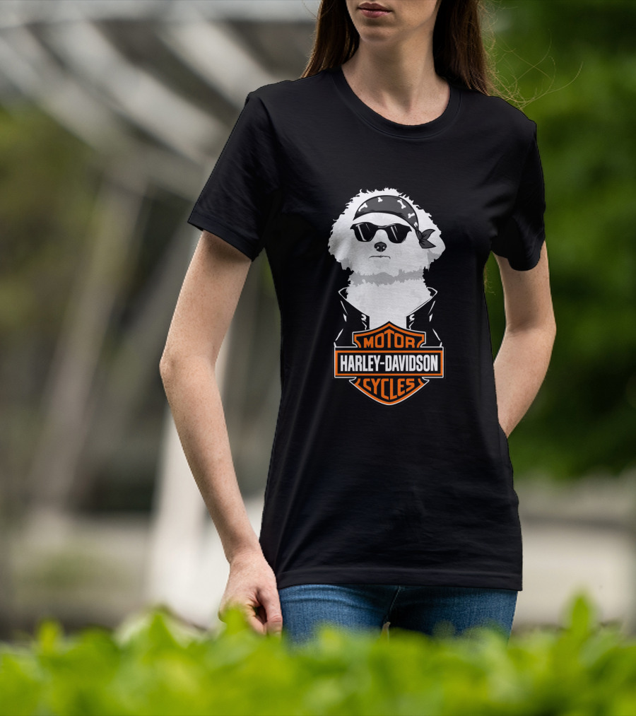 Bichon Frise Harley Davidson Motorcycle Cycles T-Shirt