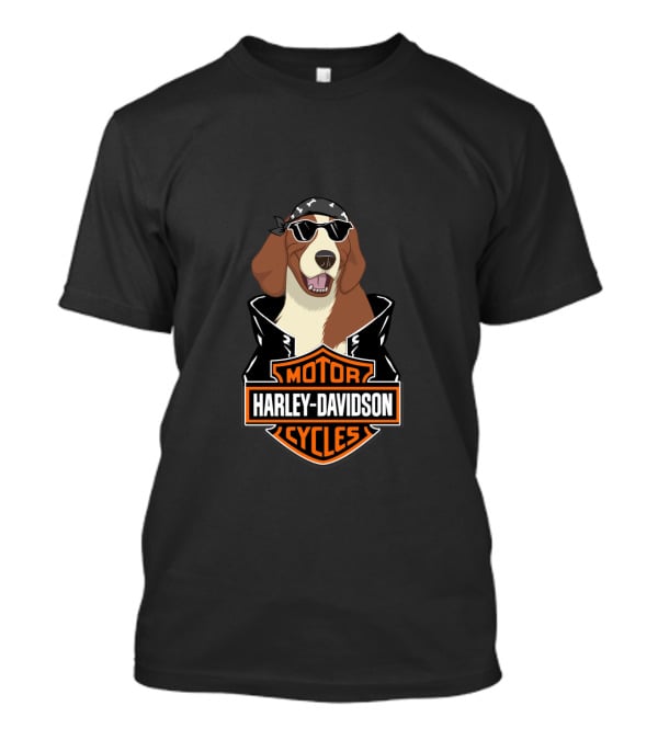 Harley Davidson Motor Cycles English Springer Spaniel Motorcycle T-Shirt