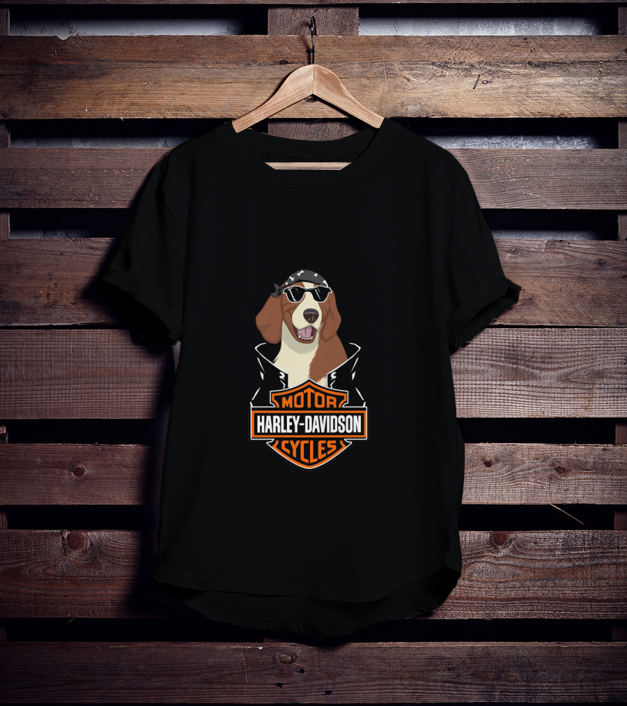 Harley Davidson Motor Cycles English Springer Spaniel Motorcycle T-Shirt
