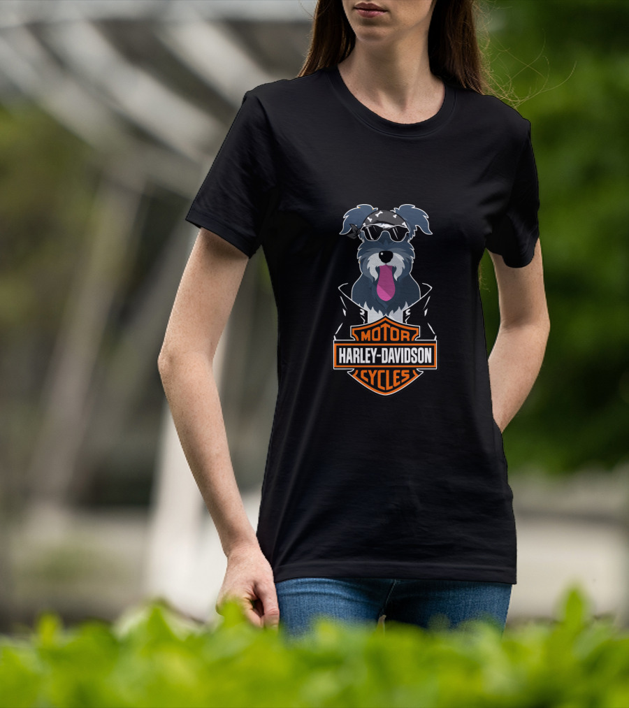 Schnauzers Biker Harley Davidson Motorcycles T-Shirt