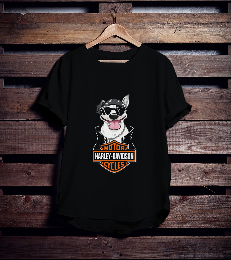 Harley Davidson Motor Cycles Staffordshire Bull Terrier Motorcycle T-Shirt
