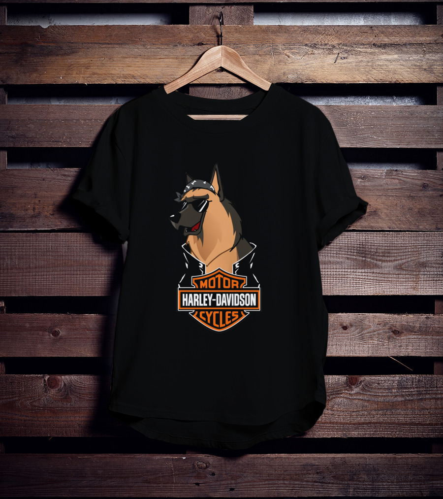 Belgian Shepherd Harley Davidson Cycles Biker T-Shirt