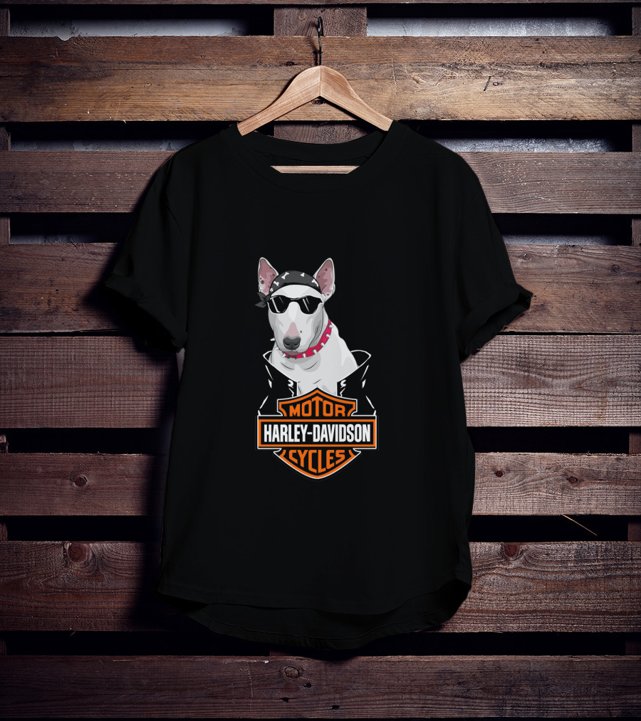 Bull Terrier Harley Davidson Motorcycles Biker T-Shirt