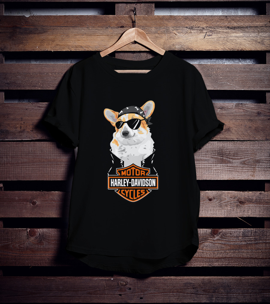 Harley Davidson Motor Cycles Corgi Biker T-Shirt